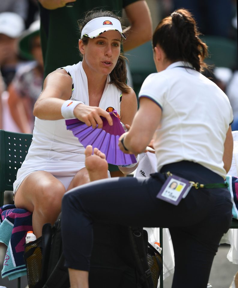  Konta hurt her left ankle as she defeated beating Petra Kvitova 4-6 6-2 6-4 to reach the quarters