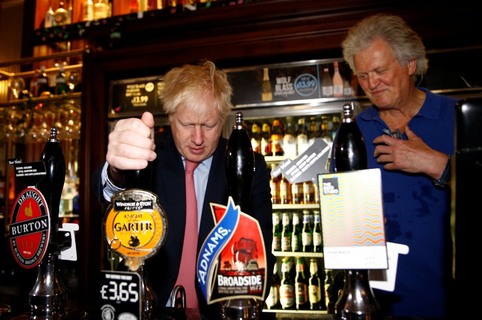  Boris pulled some pints behind the bar as he was backed by the pub chain boss to be the next PM