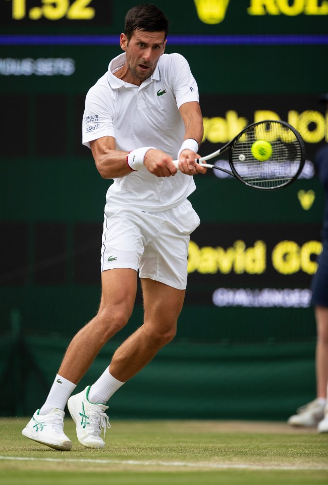 Djokovic cuts loose with a backhand winner against Goffin