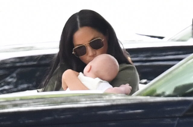 Meghan Markle arrives with baby Archie at the polo today