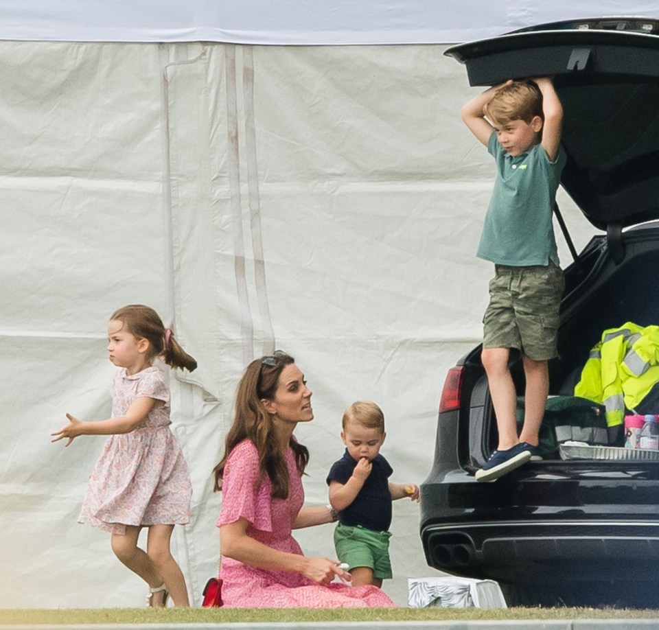 Charlotte runs off as Kate chats to Prince George