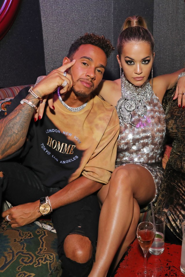 Hamilton, pictured with Rita Ora, has always had a thing for pop stars