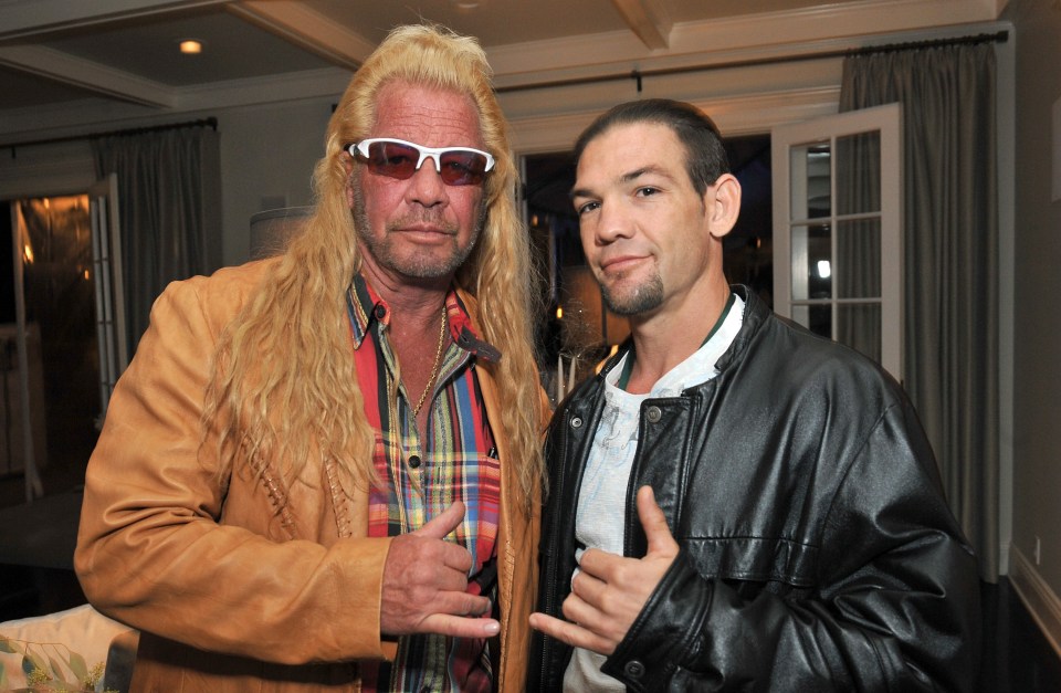  Dog the Bounty Hunter with his son Leland, who was hospitalised after tackling a suspect on Tuesday