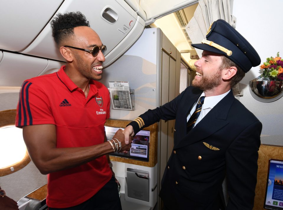  Aubameyang was one Arsenal star who did make it on the plane