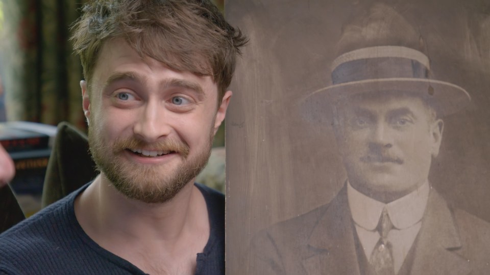 Daniel Radcliffe next to his doppleganger great grandfather's pic 