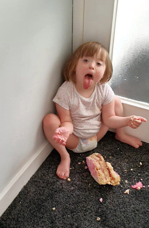  Bethany had eaten almost the entire cake by the time her mum found her