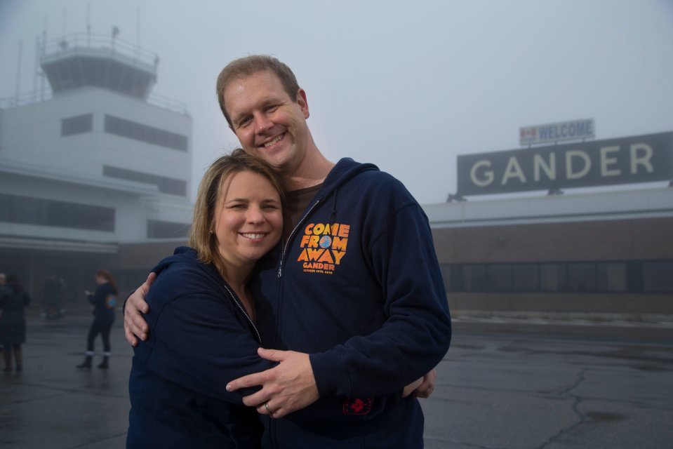  Come From Away co-writers Irene Sankoff and David Hein pose at Gander airport