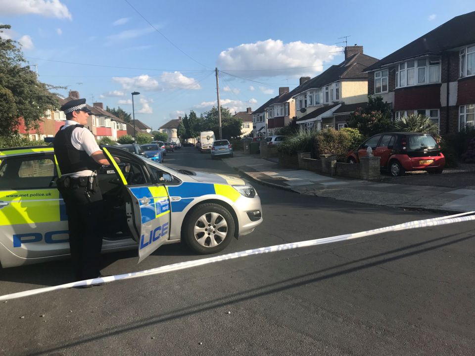  Police at the scene in Whitton where the couple were found stabbed to death