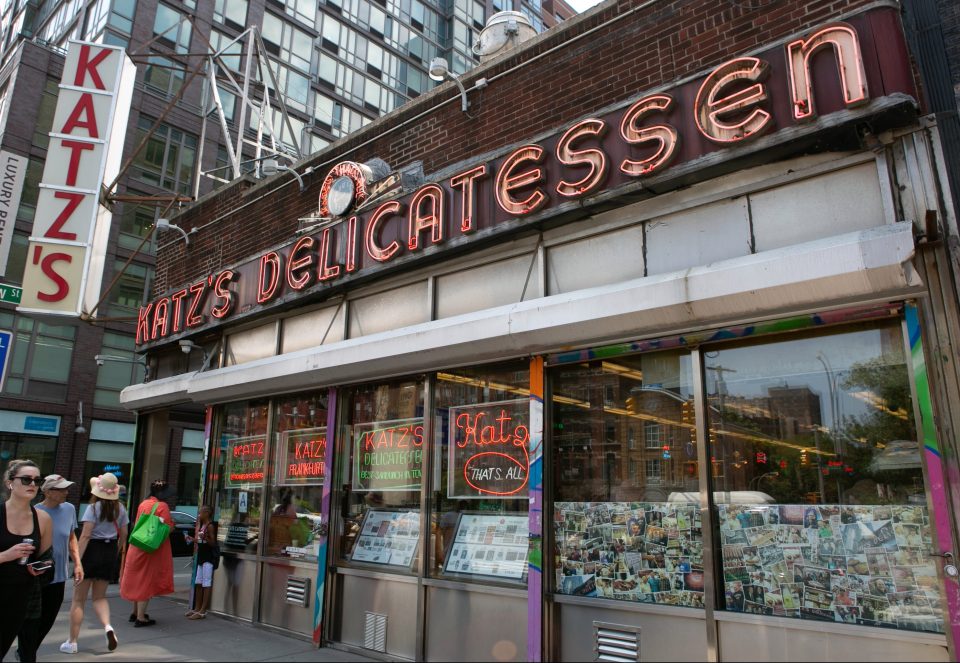  We're at Katz’s Delicatessen in New York where the original fake orgasm was filmed