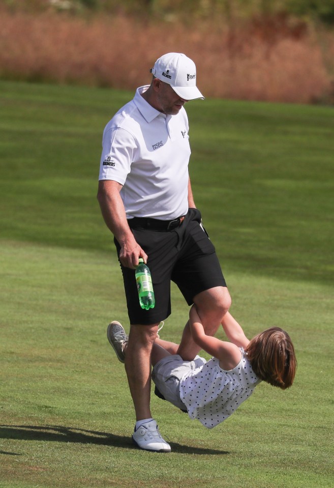 The five-year-old was in an excitable mood at the 2019 Celebrity Cup golf tournament at Celtic Manor Resort in Wales