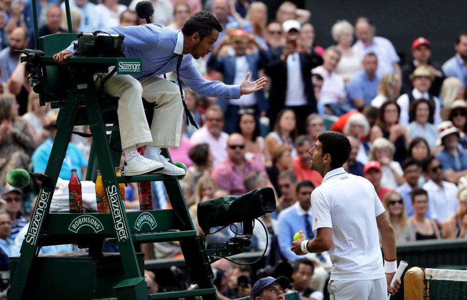 Novak Djokovic was booed as he spoke to the chair umpire about what he thought was a late challenge