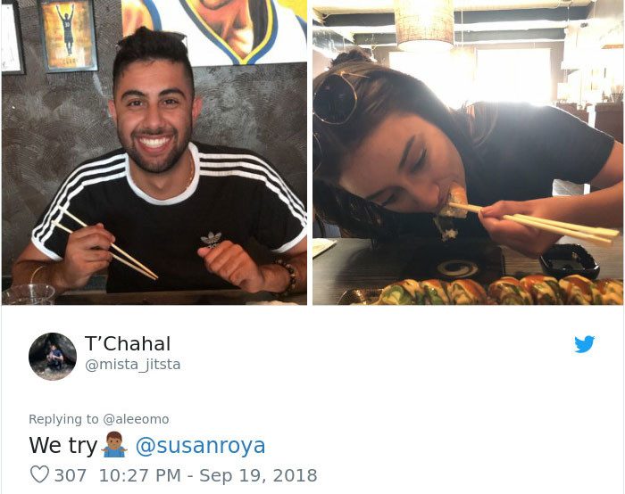  It's hard for anyone to look good while eating sushi