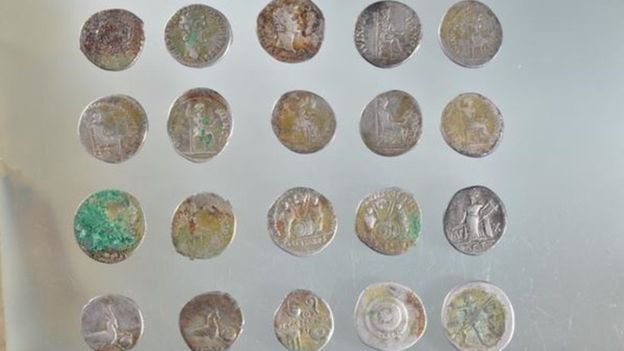  The coins were made of silver and feature the faces of lots of Roman emperors