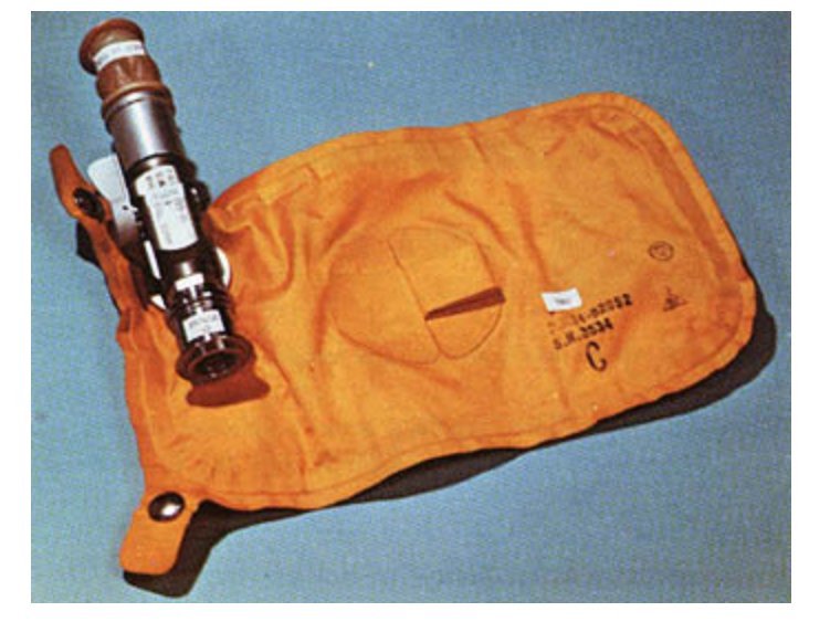  The space urine bag has a little hose attached