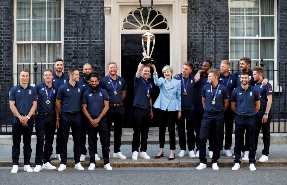  Ben Stokes stands among the rest of his team with Prime Minister Theresa May outside Number 10 today