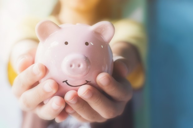 Person holding a piggy bank