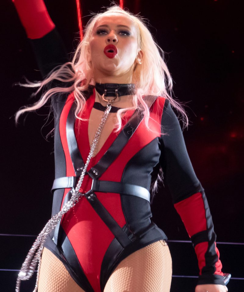  Christina Aguilera Xcited the crowd in this raunchy BDSM-style leotard in Switzerland