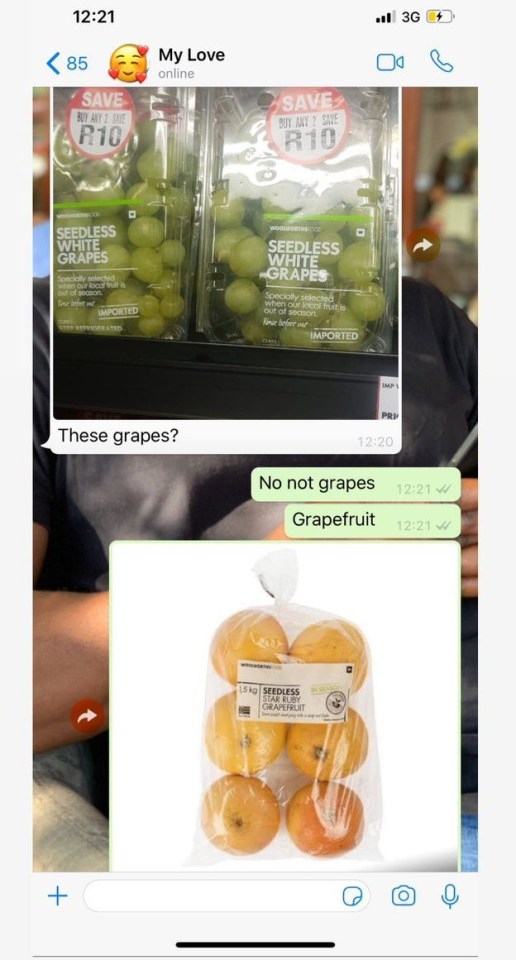 In case you were wondering why Lerato has to go to these extents, her boyfriend asked if a punnet of grapes was what she meant by grapefruit…