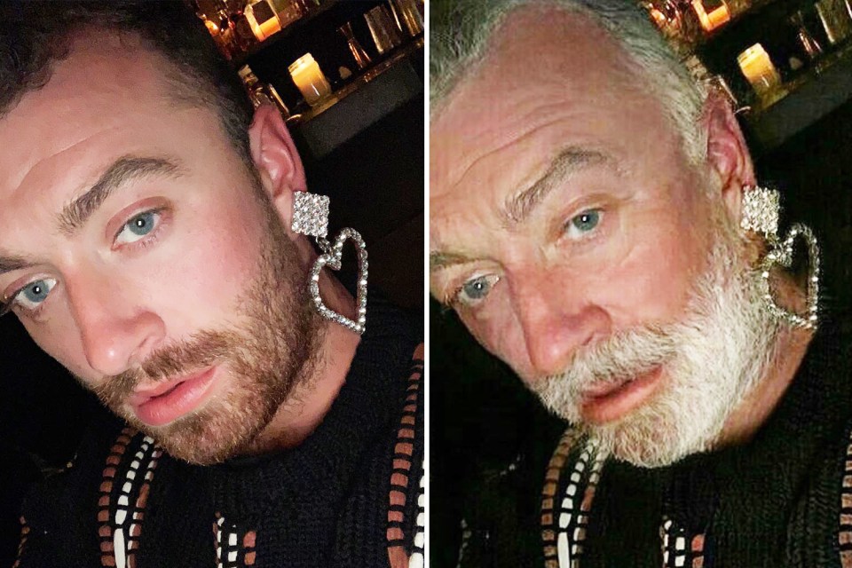  Sam Smith sports a dashing white beard in his FaceApp transformation