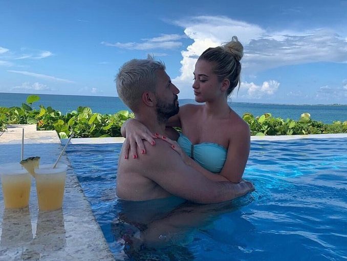 His girlfriend Sofia Calzetti uploaded pictures to her Instagram page of the pair cuddling up in a pool