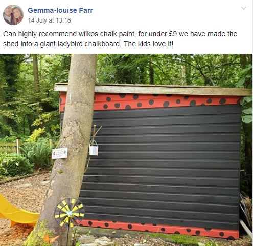  One mum has revealed how she transformed her shed into a giant ladybird-themed chalkboard