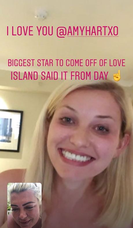 Amy facetimed with Gemma Collins, and showed her followers on instagram