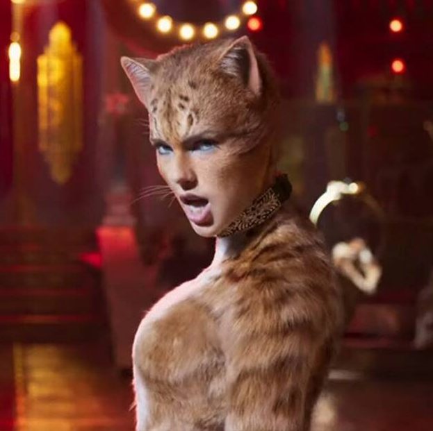  Taylor Swift appearing as a human/cat hybrid in the trailer for the star-studded movie adaptation of the musical Cats