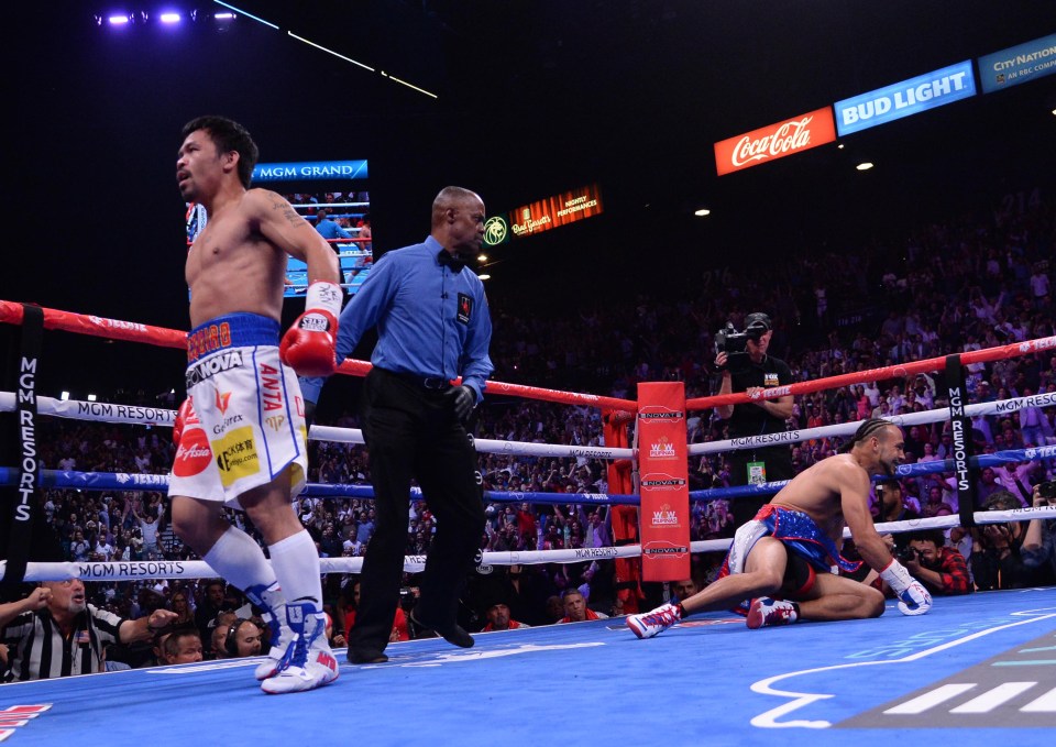 Pacquiao floored Thurman with a right-hook in round one