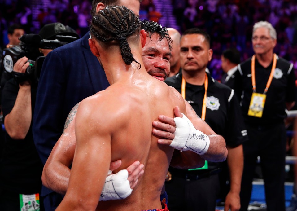  The pair exchanged with a hug after the fight was over in Sin City