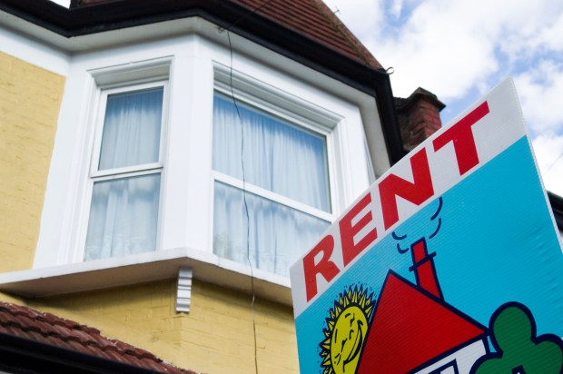 Rent sign on a house