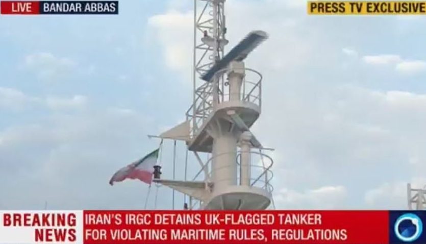  The Iranian flag was hoisted over seized British tanker Stena Impero