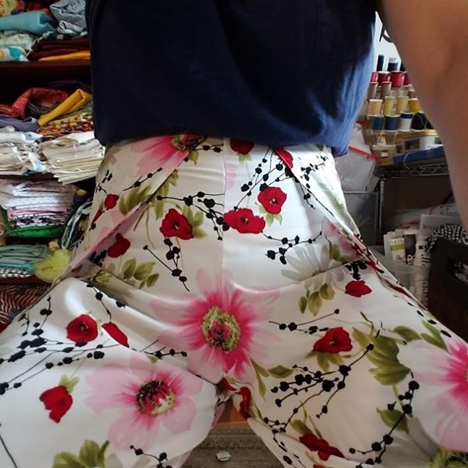  The petal placement on this pair of trousers leaves a lot to be desired