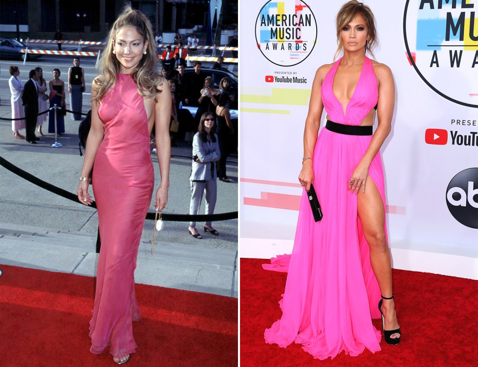 At the turn of the millennium a 31-year-old Jennifer showcased her style prowess in a floor-length pink gown at the Alma awards, a look that was as strong at the American Music Awards in October last year