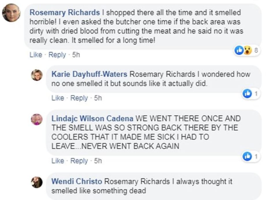  Above: people react to the shocking news on social media, saying that while he can finally be 'laid to rest', they don't understand how no one noticed 'the smell' from the No Frills Supermarket freezer section