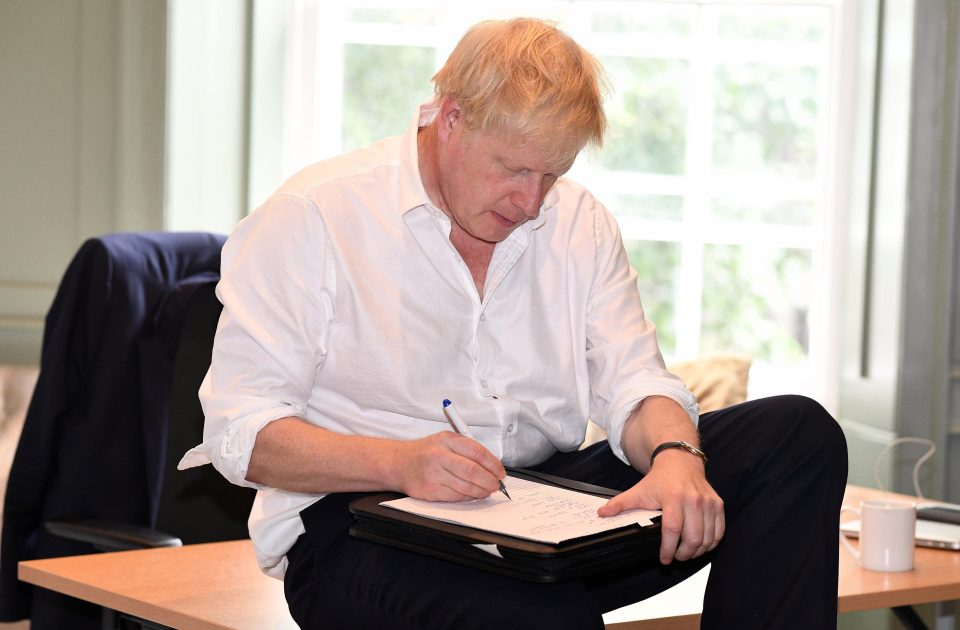  BoJo drew up his speech last night at his Westminster HQ