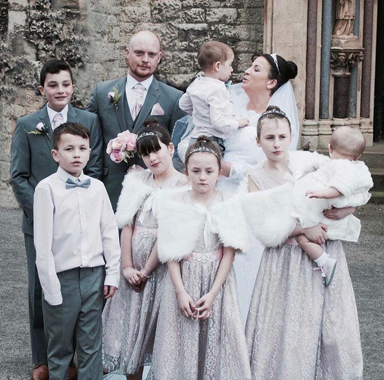  Josh, Saffron four months pregnant - and her children: Dorothy, three, Joseph, five, Noah 14, Esme, 13, Felicity, 12, Paddy, 11, Verity, 10