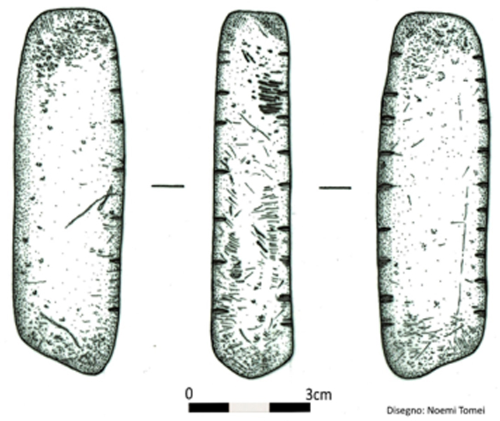  The number of notches on the pebble – totalling 27 or 28 – suggests it may have been used as a lunar calendar