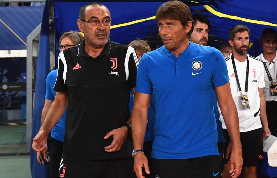  Ex-Chelsea men Maurizio Sarri and Antonio Conte picture before Juventus' game against Inter Milan