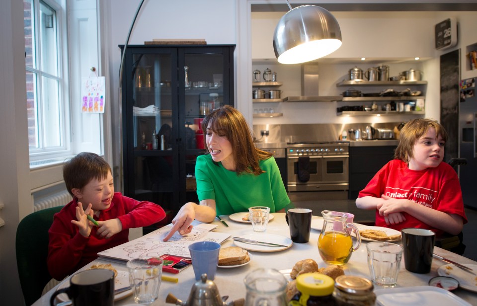  Samantha in the kitchen of the flat at No 11 with Philip Kiley and Stevie Tyrie at a breakfast she hosted in 2015