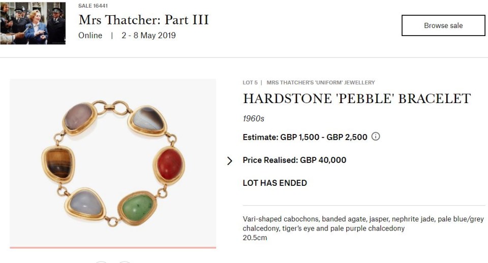 The gold 'pebble' bracelet at a Christie's auction back in May for £40,000