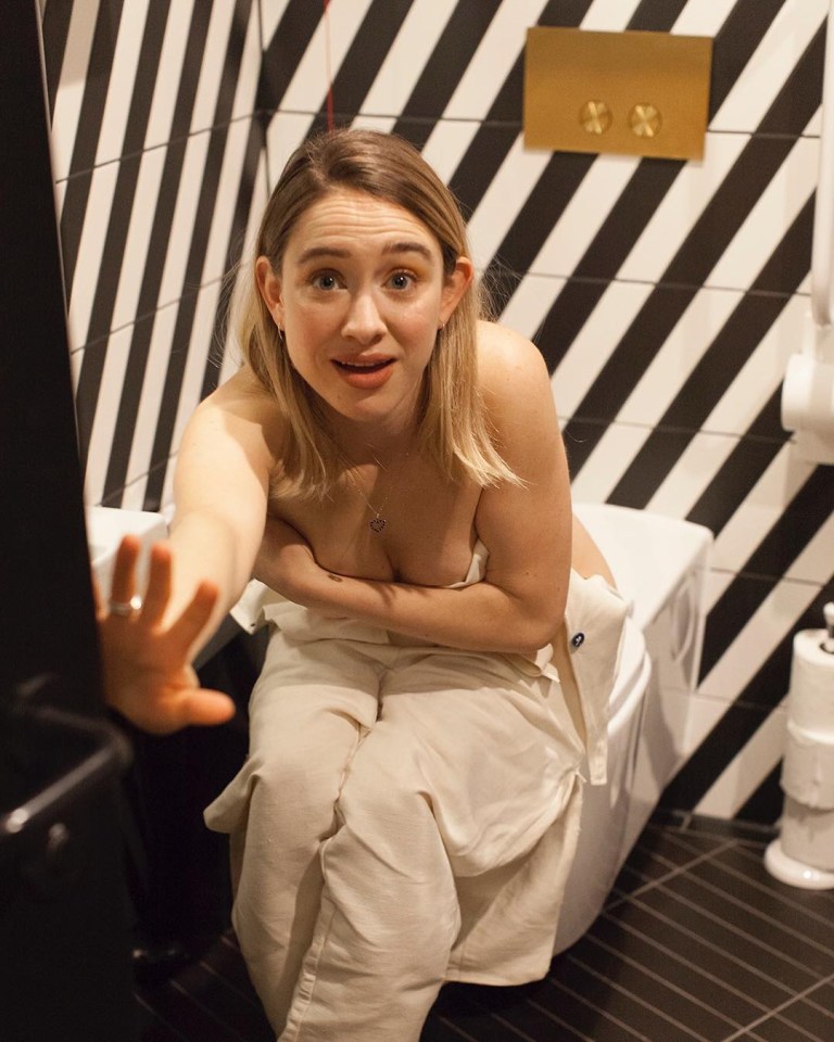 She came up with a brief idea after being caught partial nude on the toilet at an event