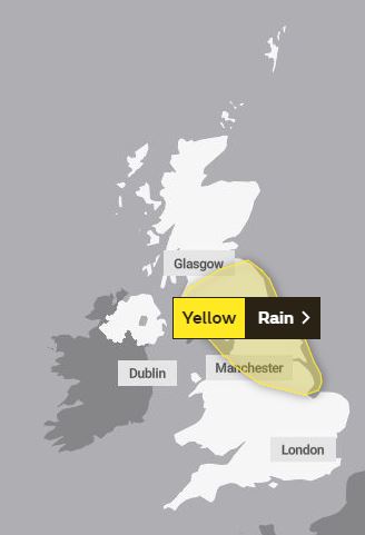  The Met Office has issued a yellow warning for rain on Saturday and Sunday