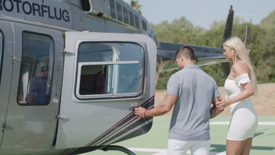  Anton and Belle took to the sky in a helicopter for their final date