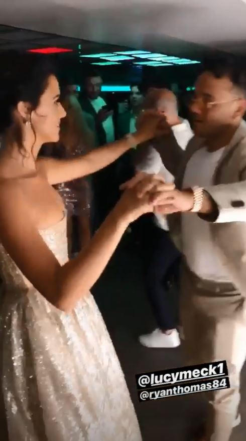  The couple take a turn around the dance floor