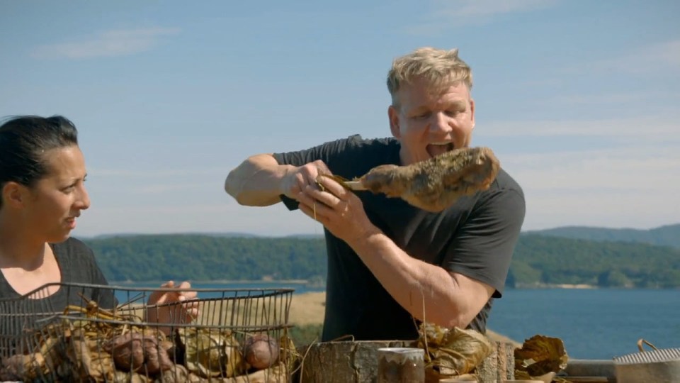  Ramsay then tucks into one of its legs for his show, Gordon Ramsay: Uncharted