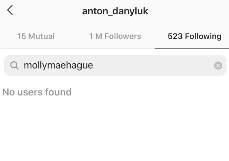  Anton no longer follows Molly on Instagram