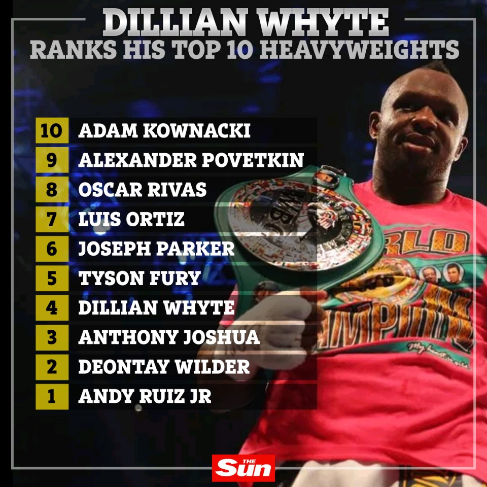  Dillian Whyte has given his verdict on the top ten in the heavyweight division