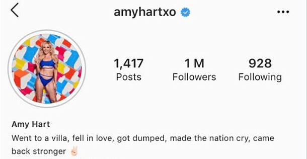 The instagram bio that saw trolls attack Amy