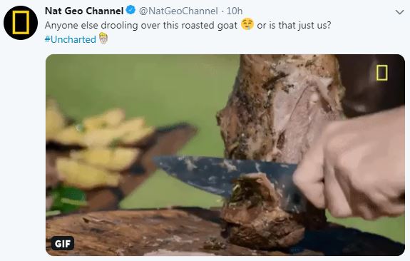  Nat Geo Channel said it was 'drooling over this roasted goat'