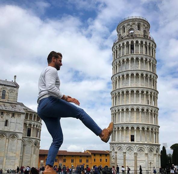  The Apprentice star James Hill also shared a pic at the Leaning Tower of Pisa